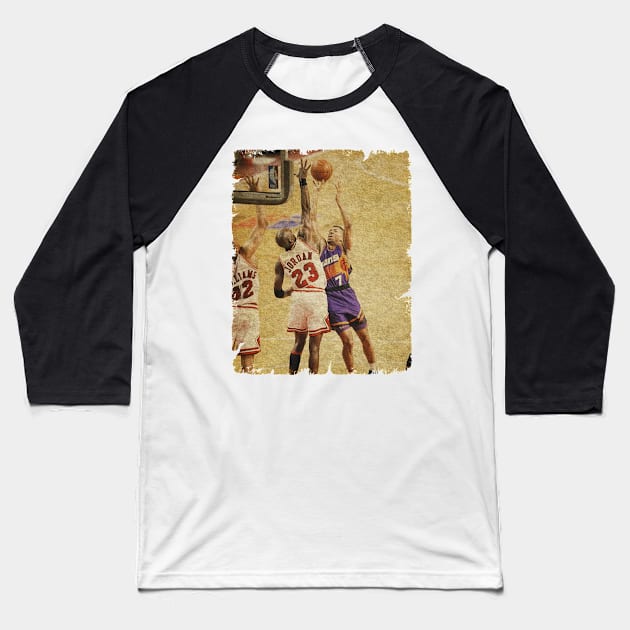 Kevin Johnson vs Michael Jordan in The 1993 NBA Finals Baseball T-Shirt by Wendyshopart